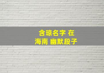 含琼名字 在海南 幽默段子